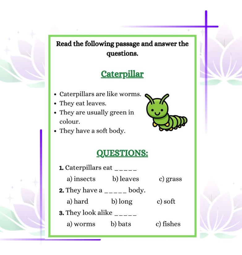 Reading worksheets for kids